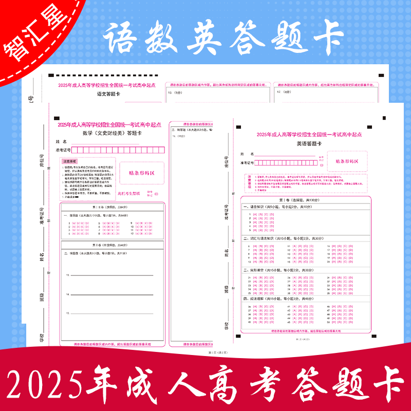 2025成人高考答题卡高中起点
