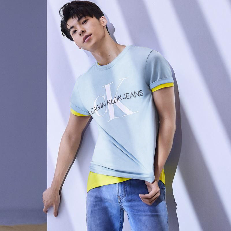 正品calvin klein/凯文克莱明星同款ck短袖t男字母印花圆领t恤集c