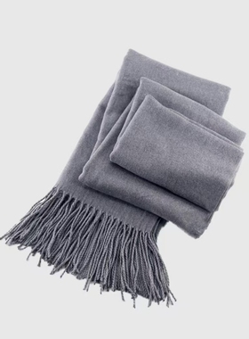 日本muI男女纯色秋冬羊绒围巾披肩柔软围脖保暖学生韩版百搭简约