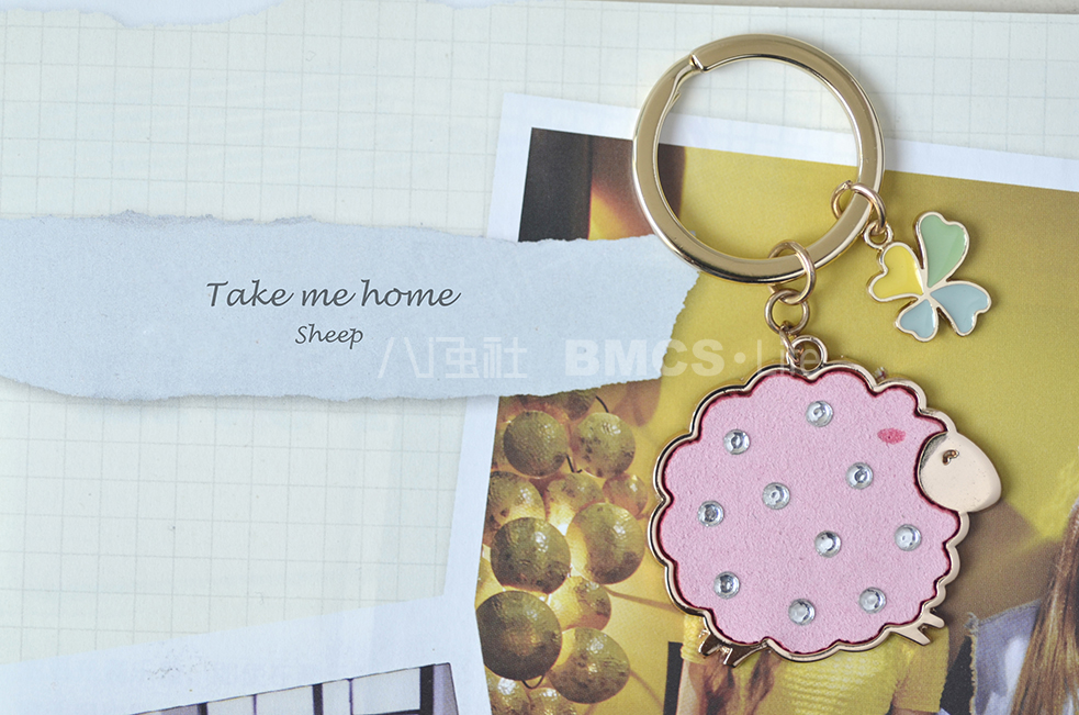 合金羊汽车钥匙扣挂件个性创意小车男女情侣钥匙环吊坠简约糖果色