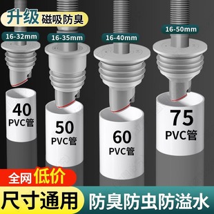 厨房下水管道密封塞洗衣机排水管5075封口盖硅胶圈防返臭堵口神器
