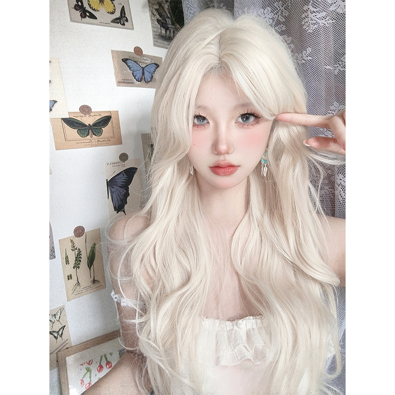 假发小额蕾丝奶白金色女全头套