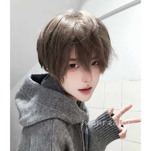 漫真假发男短发冷棕色韩系