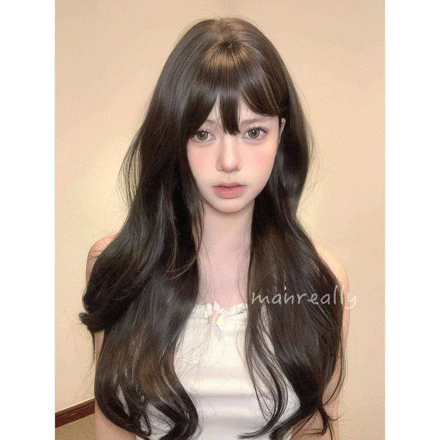 漫真假发黑茶色长卷发时尚甜美氛围感自然逼真慵懒蓬松日常全头套