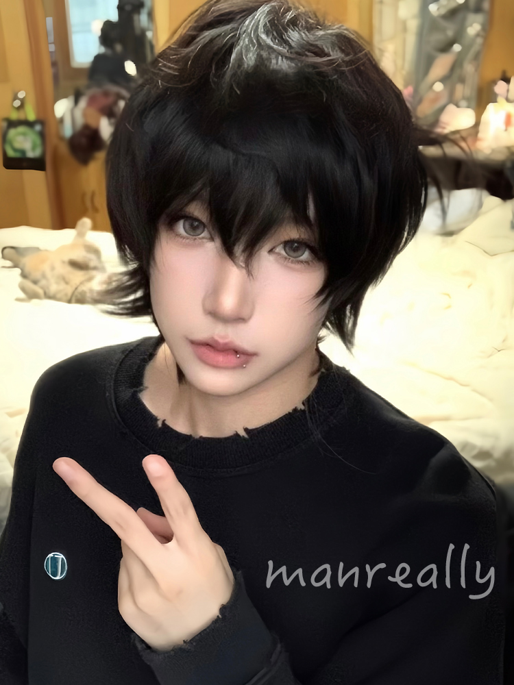 漫真假发男短卷发韩版帅气自然