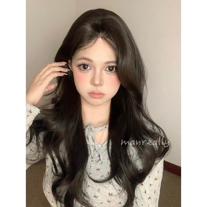 漫真假发黑茶色长卷发日常自然甜美可爱lolita蓬松前蕾丝女全头套