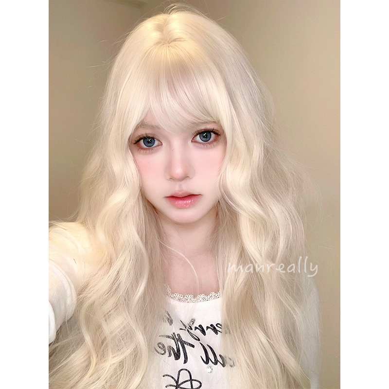 奶油白金色公主lolita甜美全头套