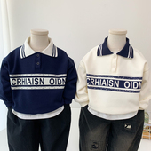 儿童宝宝纯棉翻领卫衣小男孩韩版 春秋装 休闲上衣潮 POLO衫 男童长袖