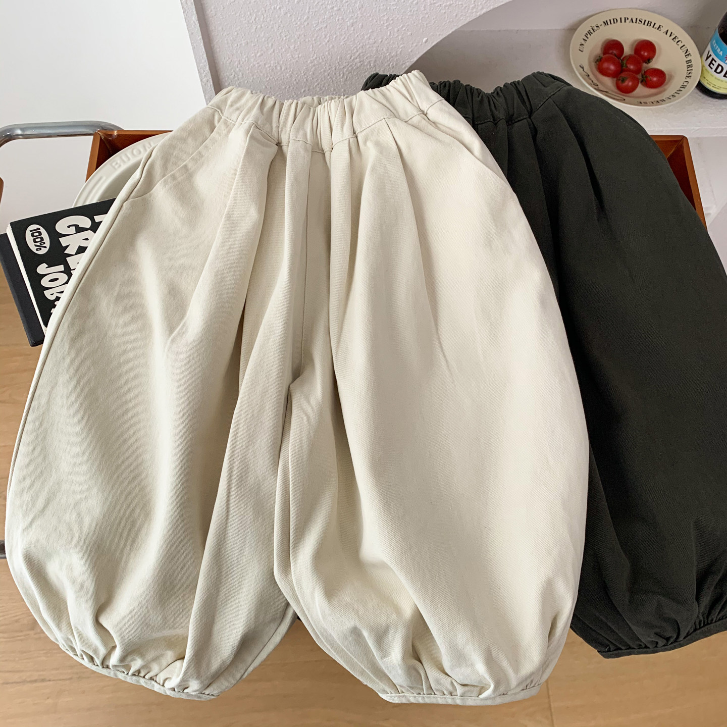 儿童纯棉灯笼裤春秋新款男女童宽松休闲长裤中小童时尚简约哈伦裤