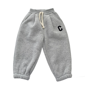 男童羊羔绒裤子冬季保暖儿童一体绒加绒加厚棉裤小童宝宝休闲卫裤