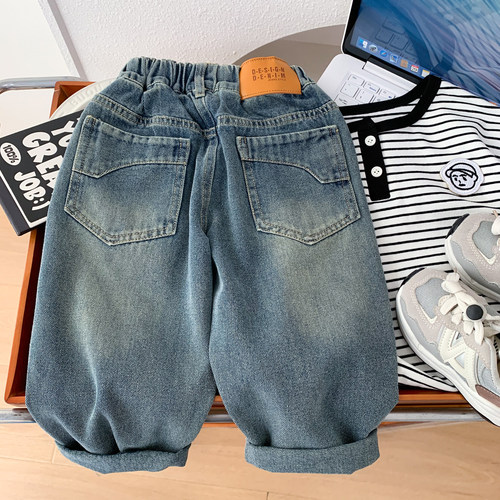 小男孩春秋装牛仔裤酷帅宽松长裤