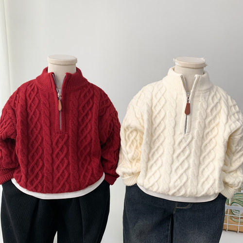 男童秋冬毛衣内搭时尚麻花针织衫