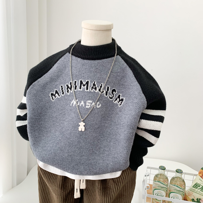 百搭帅气冬季男童针织衫柔软毛衣