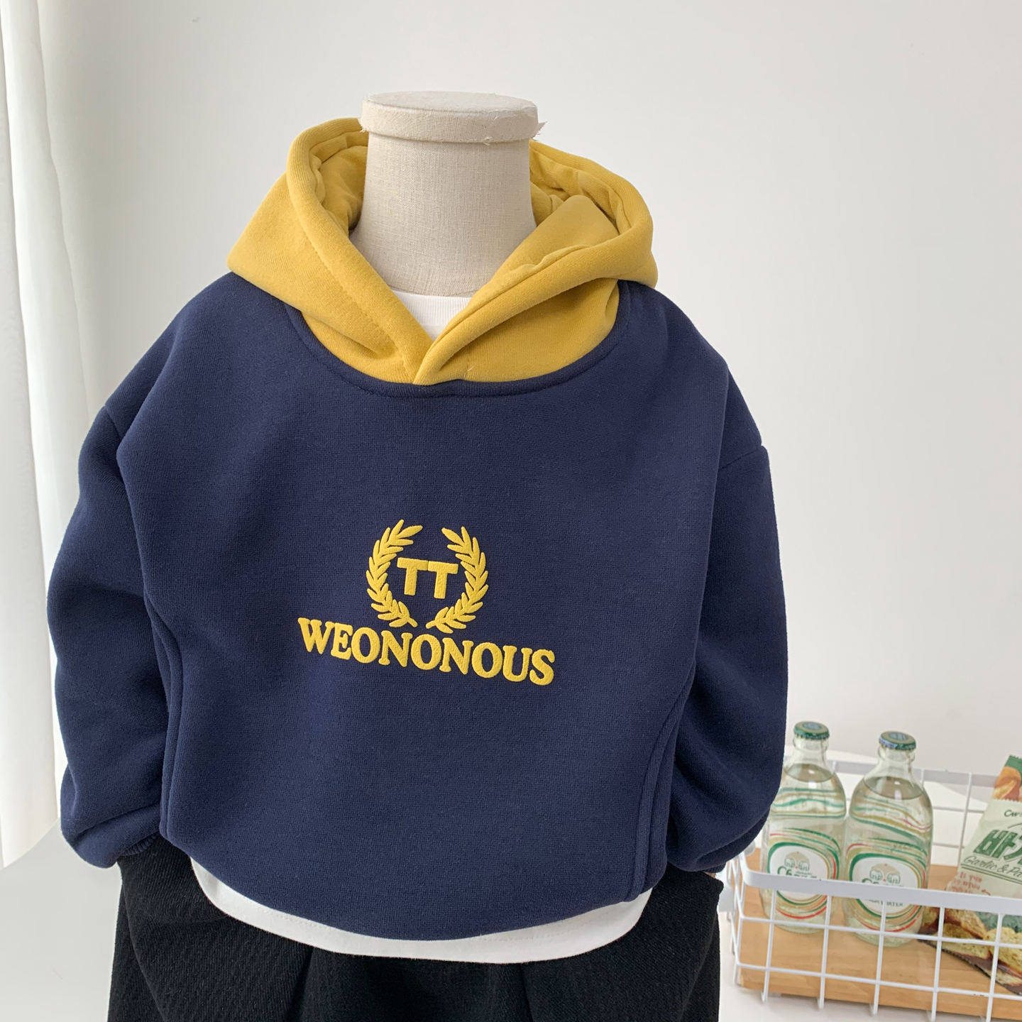 男孩秋冬装加绒连帽卫衣潮酷上衣