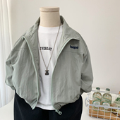 外套春秋装 男孩韩版 时尚 2026新款 宽松休闲夹克潮 立领开衫 男童薄款