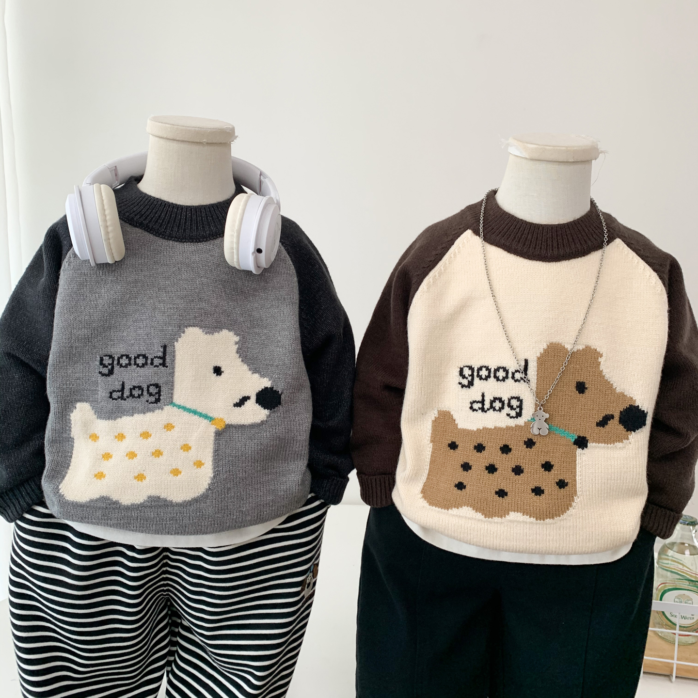 秋冬装中小童卡通小狗毛衣打底衫