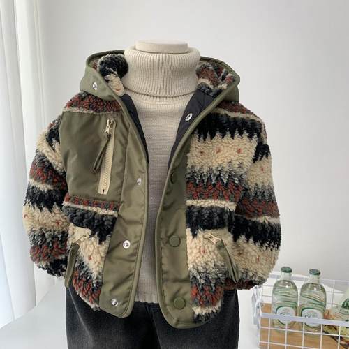 中小童秋冬薄款夹棉连帽外套帅气