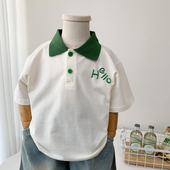 polo衫 2025夏季 新款 男童短袖 儿童翻领T恤帅气小男孩洋气字母半袖