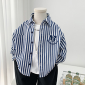 长袖 男童洋气条纹衬衫 外套中小童休闲时尚 薄款 衬衣百搭 儿童春秋装