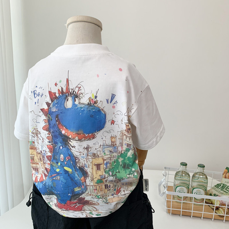 男童短袖t恤2025新款洋气男孩卡通恐龙半袖上衣儿童夏季纯棉透气t,童装/婴儿装/亲子装,T恤,淘宝优惠券,粉丝福利购,淘宝优惠卷