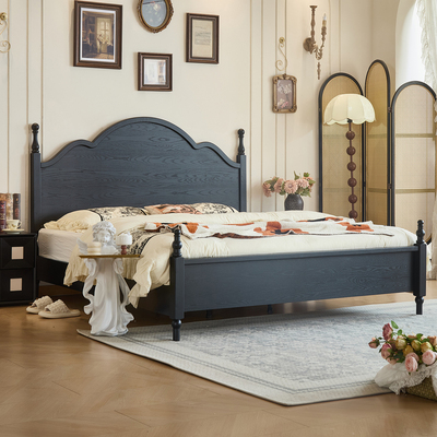 法式中古实木床美式复古大板床