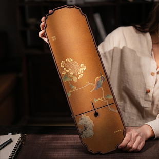 琼花翠鸟黄铜茶盘中式复古花窗型茶器双面茶道盘可排水家用功夫茶