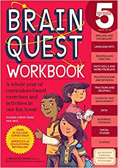 现货 大脑任务 练习册 五年级 带粘纸 英文原版 Brain Quest Workbook Grade 5 认知智力开发卡片书 美国学前全科练习获奖系列