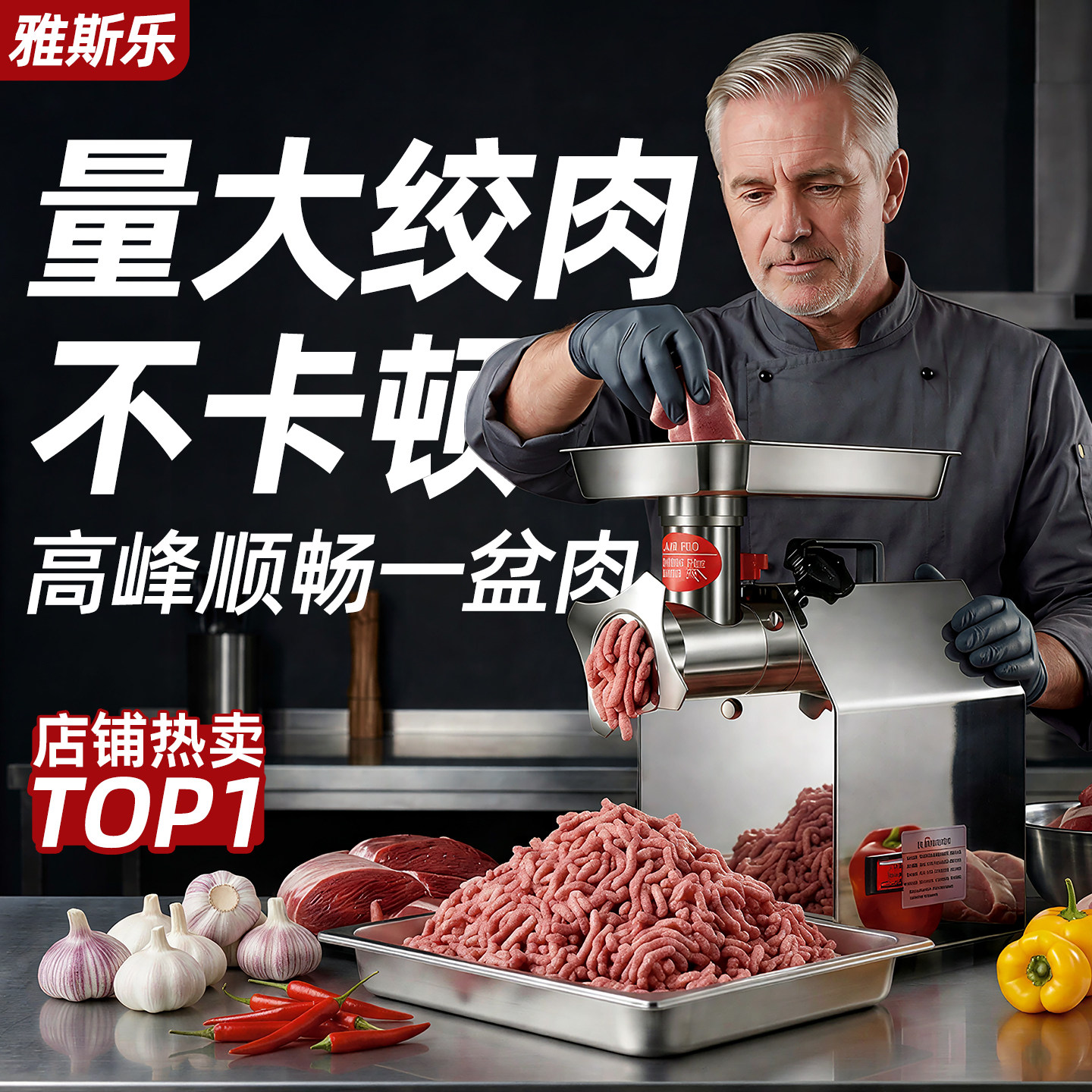 商用小型绞肉机电动打肉机大功率碎肉馅全自动多功能家用灌肠机