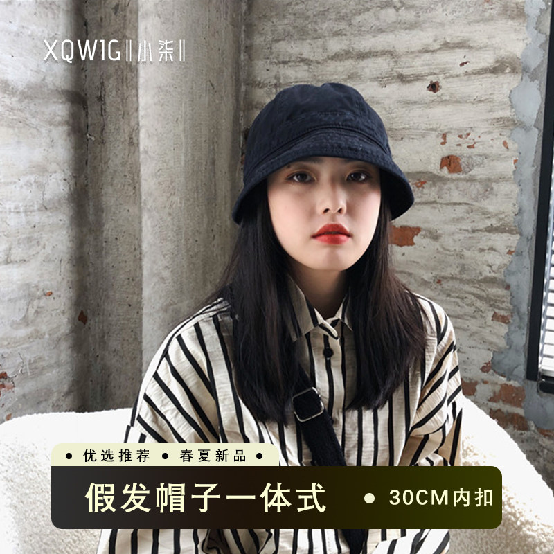 帽子假发一体女短内扣夏季遮阳帽
