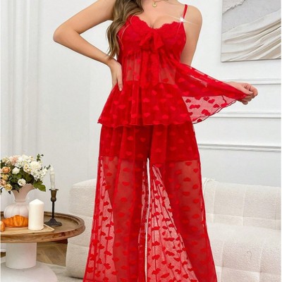 Sexy lace printed see through lingerie set 家居服 睡衣