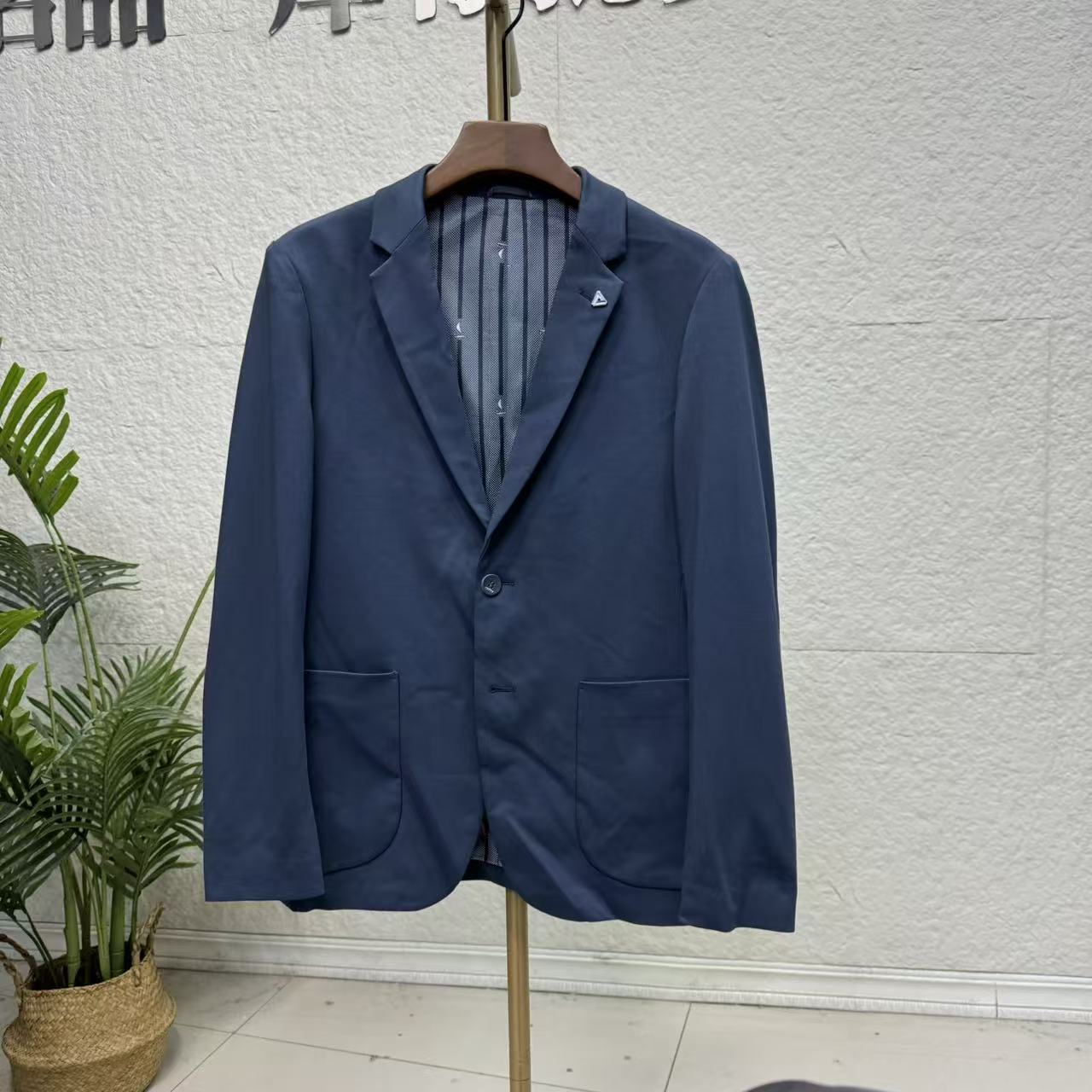 商务休闲蓝色修身通勤男士单西