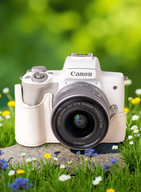 佳能m50二代保护套m200相机包m50一代底座m100皮壳镜头盖配件装饰