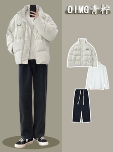棉服男款冬季保暖男装高级感穿搭套装秋冬加厚外套男生酷帅穿搭冬