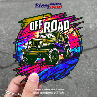 OFF 贴花 ROAD汽车贴纸越野炫彩涂鸦动感电动车车身美式