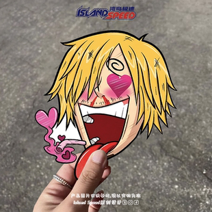 海贼王汽车贴纸山治可爱夸张表情包趣味电车摩托车头盔贴花