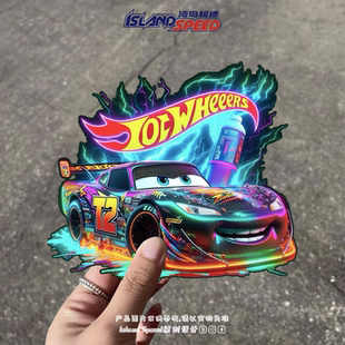 赛车总动员汽车贴纸Hot Wheels风火轮闪电麦昆霓虹效果车身贴画