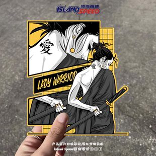 饰贴花 风潮流图案电脑装 女武士汽车贴纸LADY WARRIOR日式
