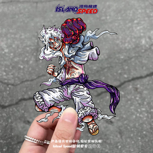 海贼王卡通动漫汽车贴纸白发路飞尼卡形态车身后备箱个性 贴花