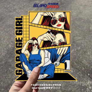 车库女孩贴花GARAGE 创意设计汽车车身后尾门贴纸 GIRL复古风格