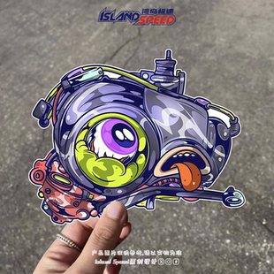 潜水头盔汽车贴纸拟人卡通风格 饰贴花 划痕遮盖赛车轮船摩托车装