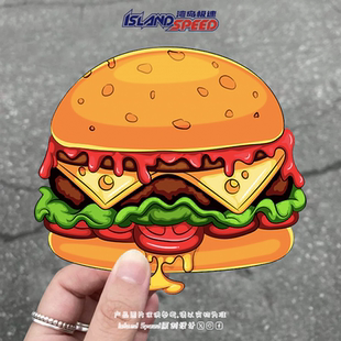汉堡包汽车贴纸生菜番茄酱芝士趣味摩托车头盔笔记本电脑装 饰贴花