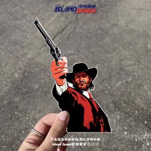 荒野大镖客2汽车贴纸大表哥亚瑟·摩根举枪档风玻璃划痕遮盖贴