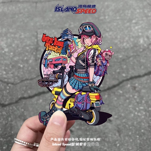 山下俊也 动漫涂鸦头盔摩托车赛车车身贴纸 塑料天使插画贴花个性