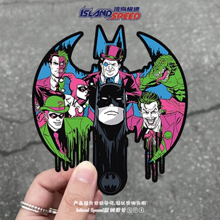 蝙蝠侠漫画汽车贴纸小丑谜语人企鹅人毒藤女双面人大反派头盔贴花