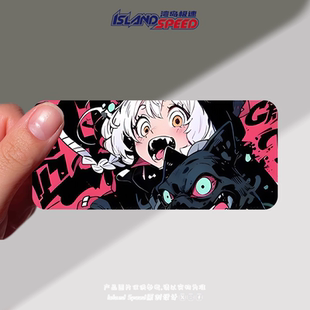 动漫女孩汽车贴纸可爱卡通风长条设计图案头盔电动车防水贴花