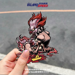 斯蒂芬金小说IT贴画潘尼怀斯恐怖小丑卡通图案电脑电动车装 饰贴花