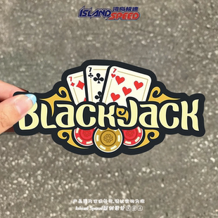 扑克牌游戏汽车贴纸黑杰克Blackjack赛车后窗摩托车玻璃装 饰贴