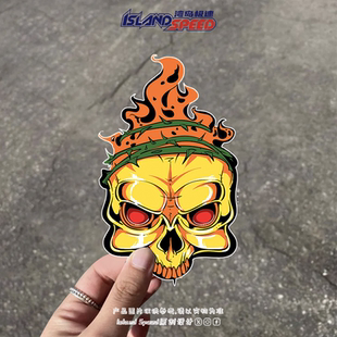 鬼火头骨汽车贴纸摩托车跑车后尾门后窗装 饰贴划痕遮盖贴