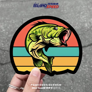 大口黑鲈鱼汽车贴纸户外钓鱼个性 图案工具箱电车摩托车贴画