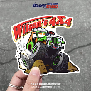 四驱越野车4x4贴纸时尚 跑车吉普车头盔车身防水贴花 户外探险风格